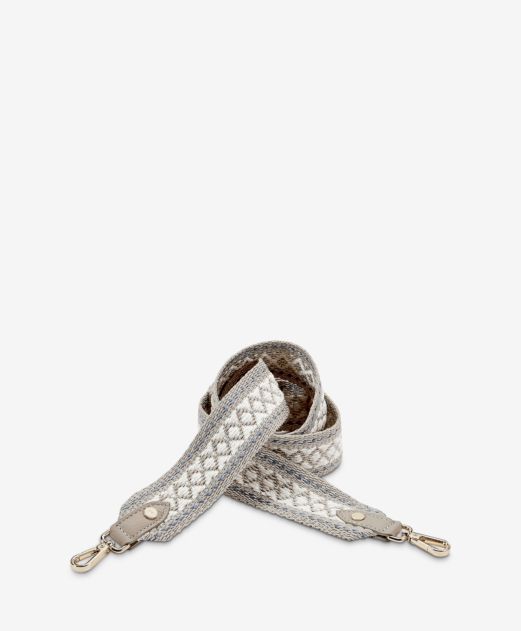 Crossbody bing Strap Ecru Cotton with Leather Trim