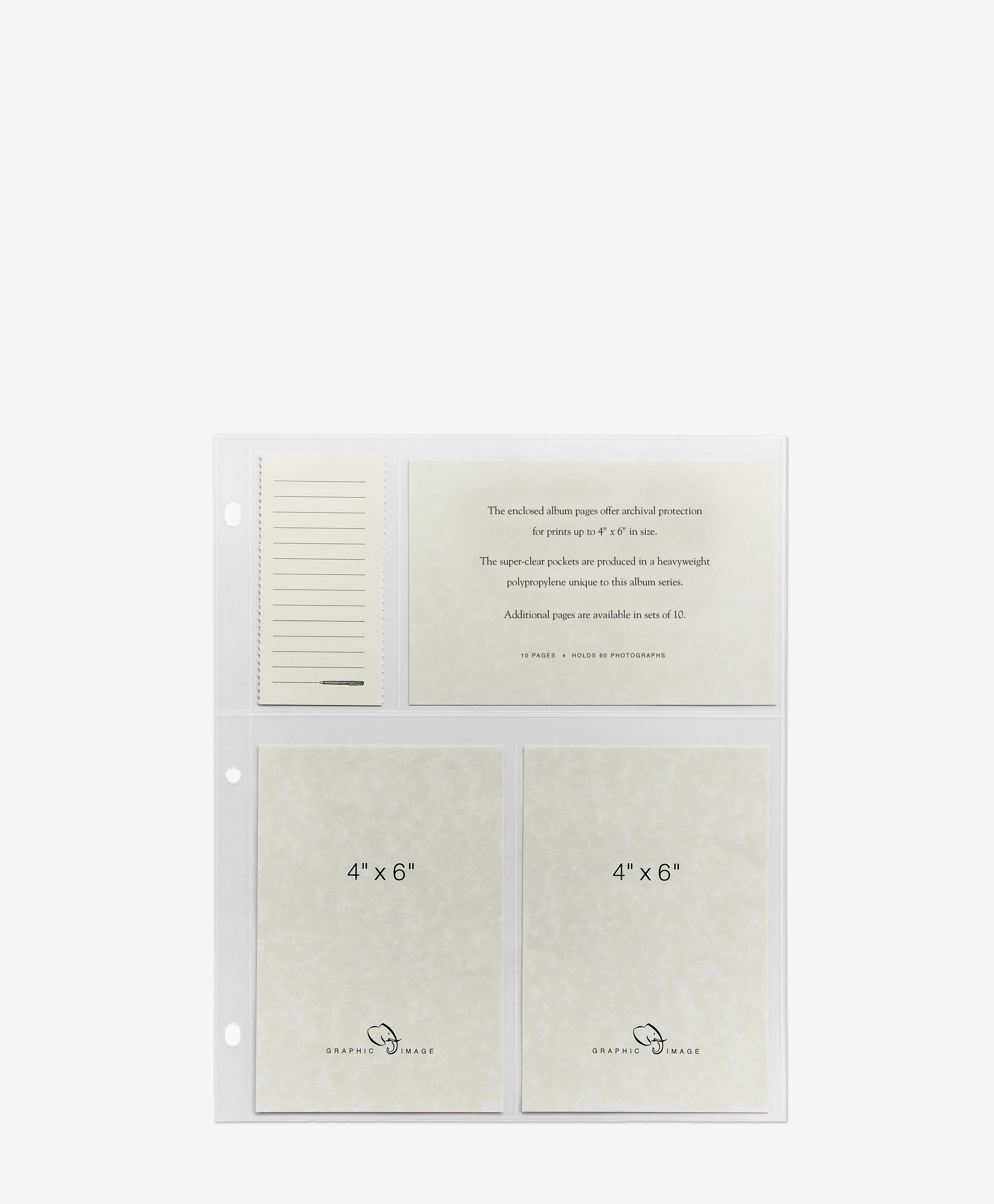 4 x 6 Large 3-Ring Clear Pocket Album Refill