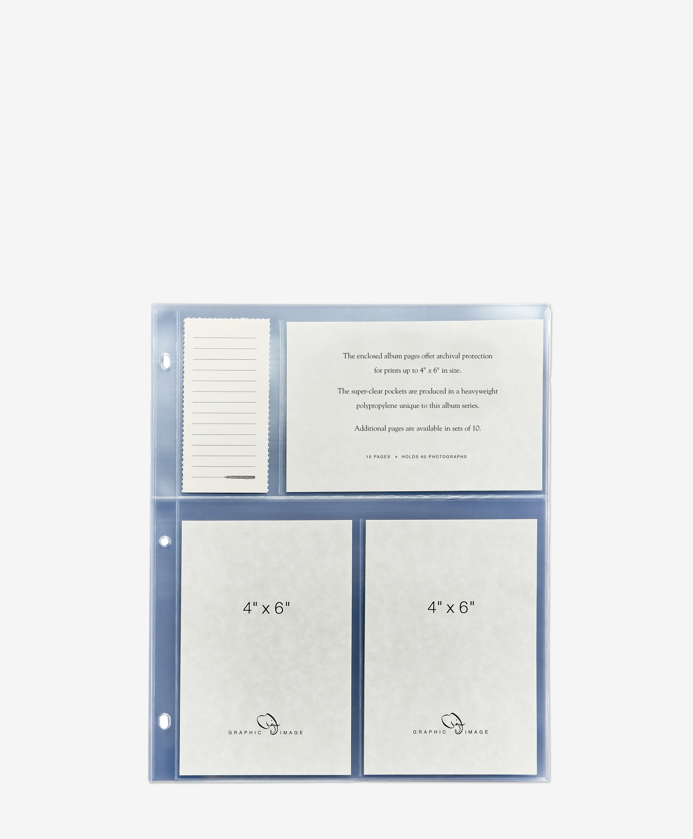 4 x 6 Large 3-Ring Clear Pocket Album Refill
