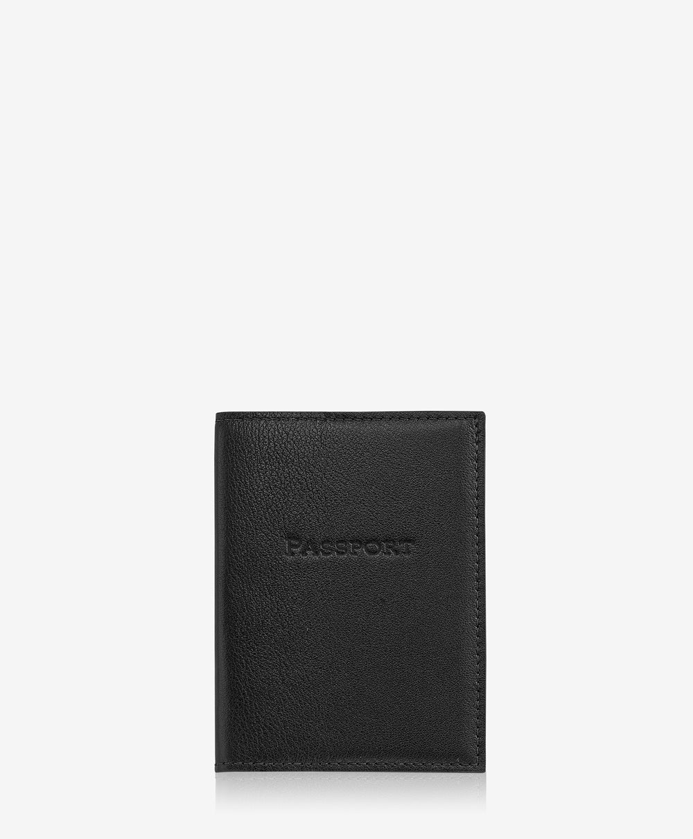 Passport Case Black Traditional Leather