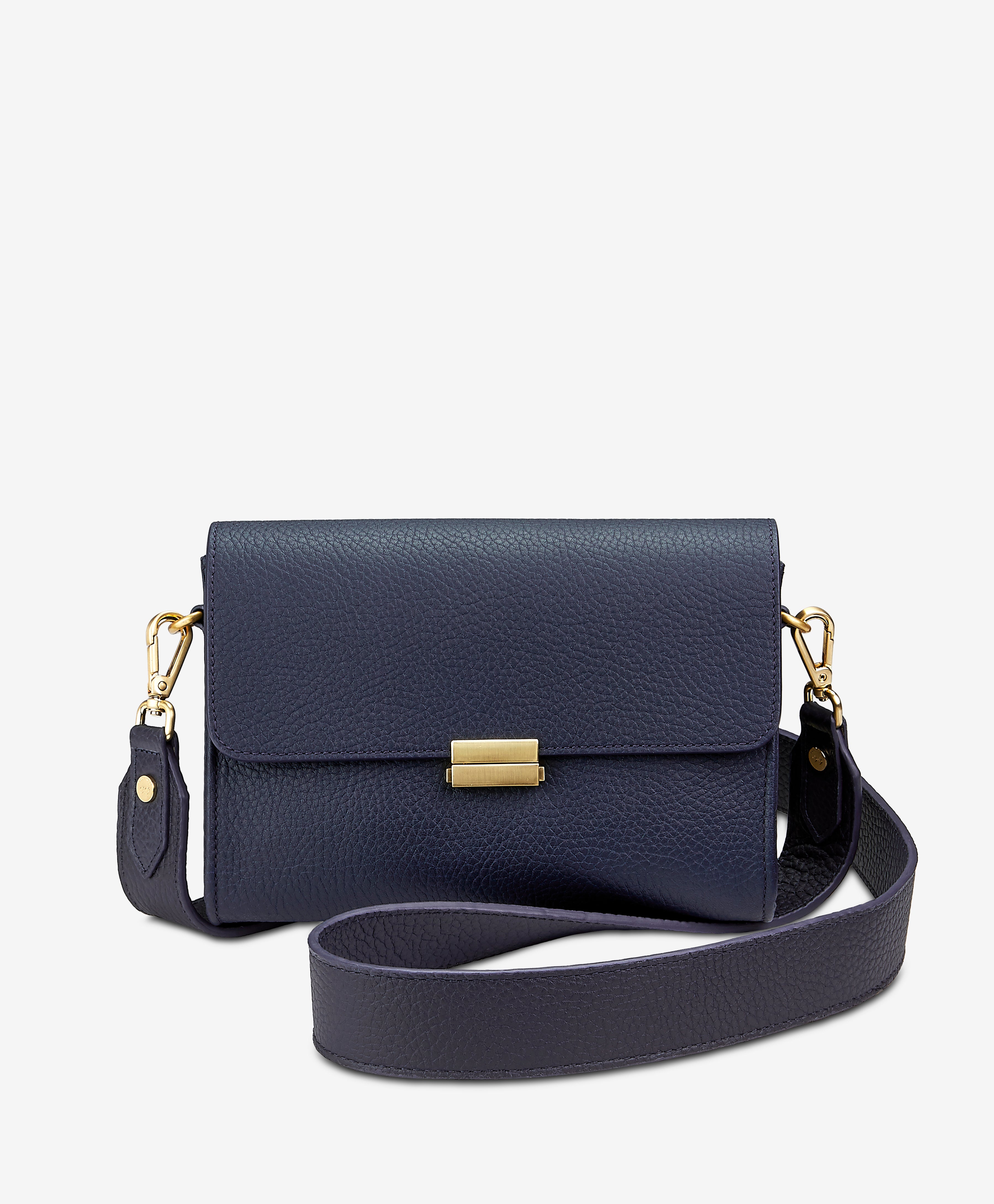 Black Crossbody Bag With Wide Strap