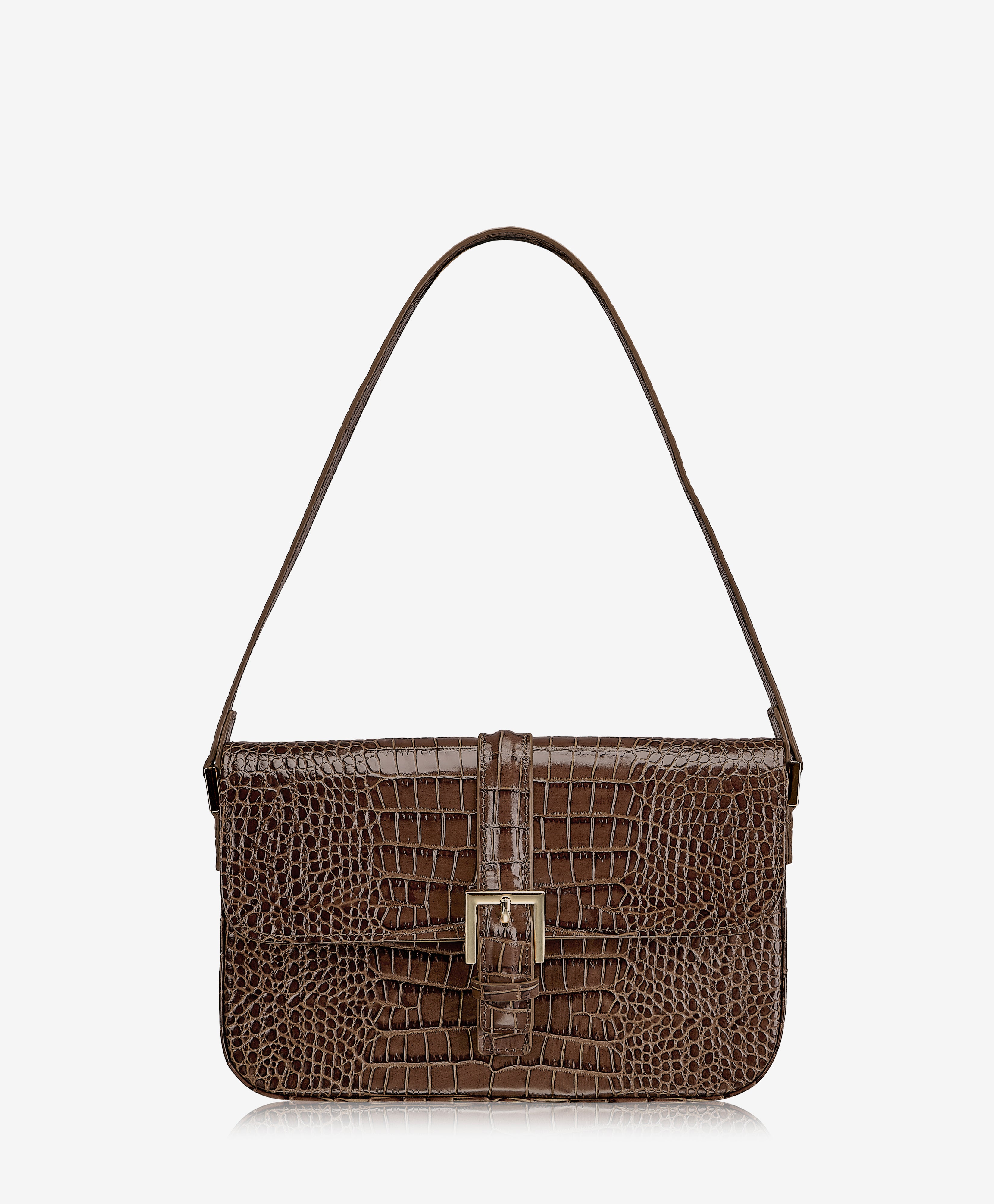 By Far Crocodile-Embossed Shoulder Bag