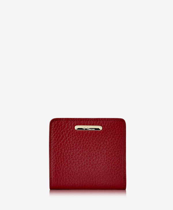 Mini Foldover Wallet Crimson Pebble Grain Leather