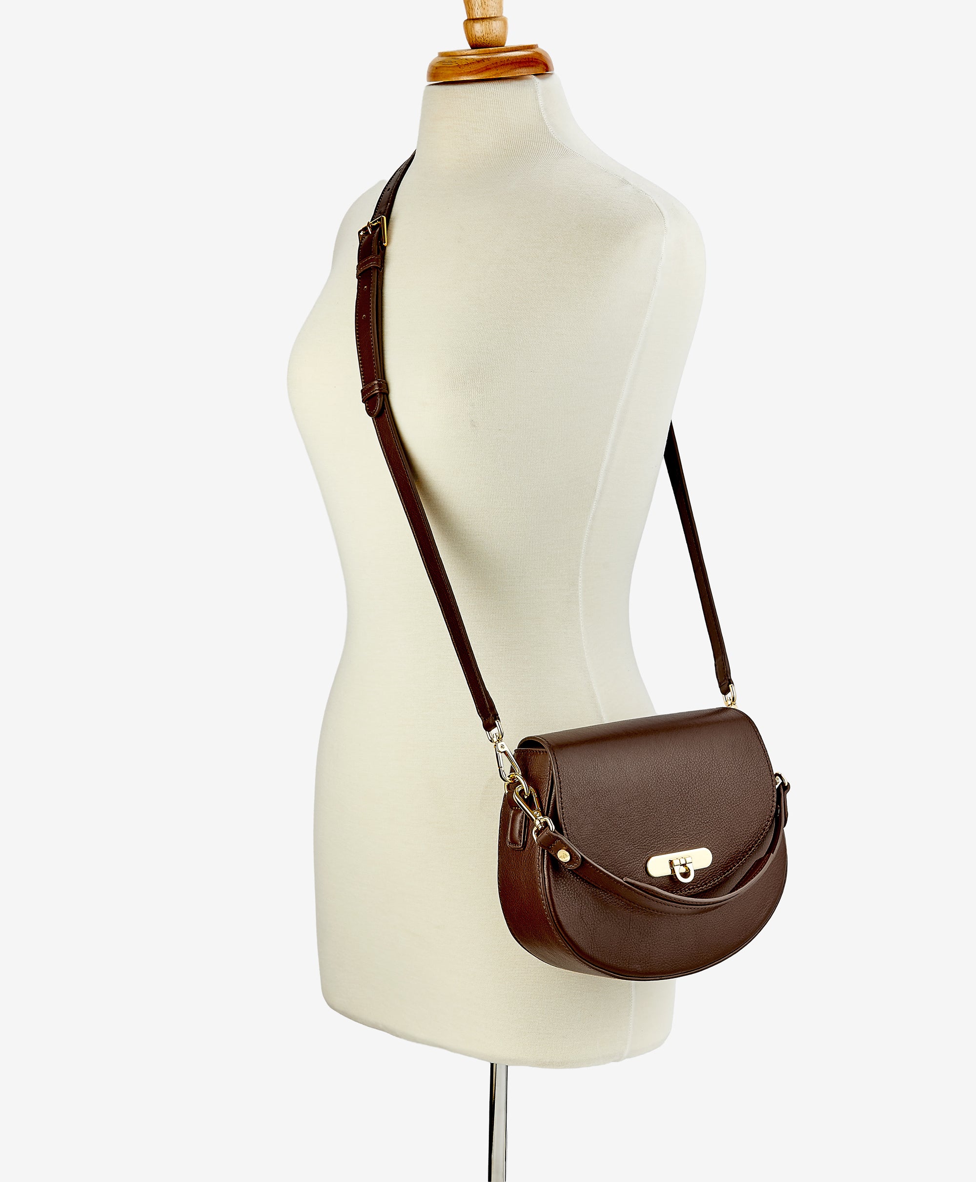 Sophia Saddle Bag | Chocolate Brown European Calfskin Leather