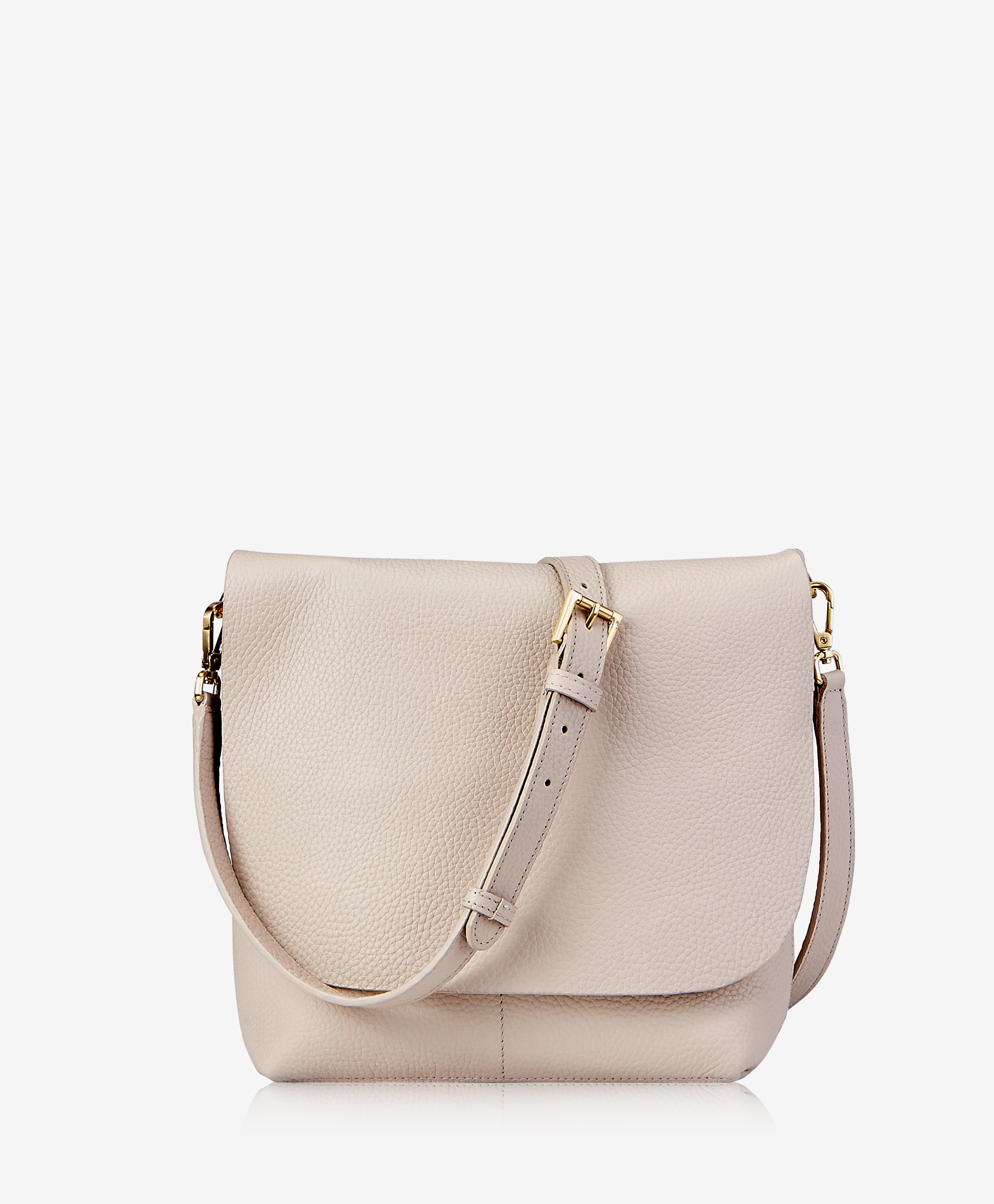 The New York Crossbody, Tan Small Grain