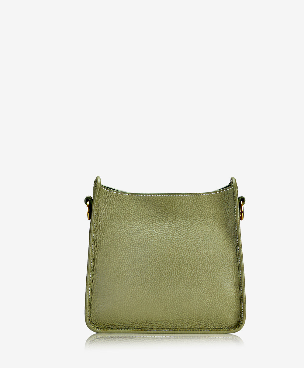 Check Coin Case with Strap in Olive Green - Women