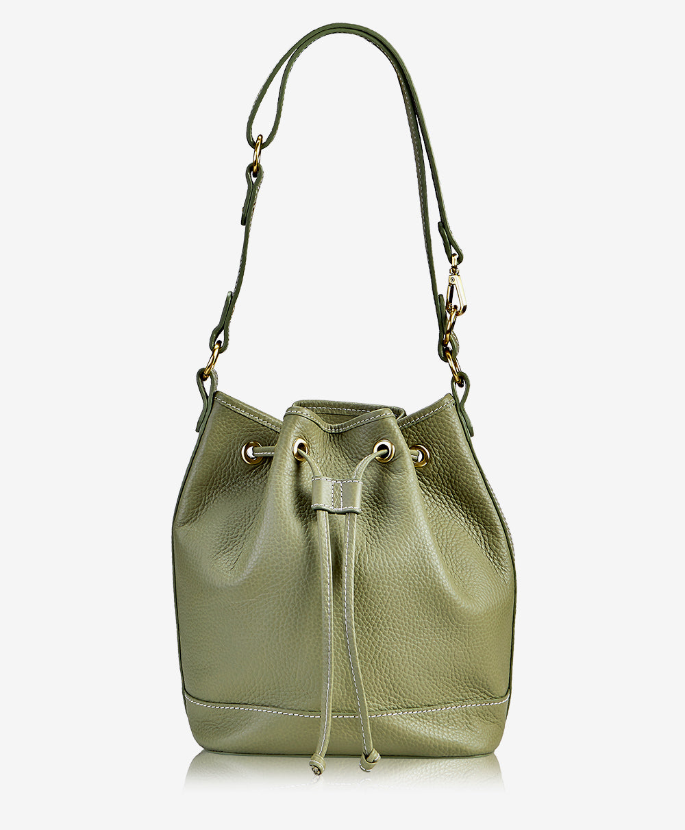 Women's Italian Pebbled Leather Phone Crossbody in Olive, Italian Leather by Quince