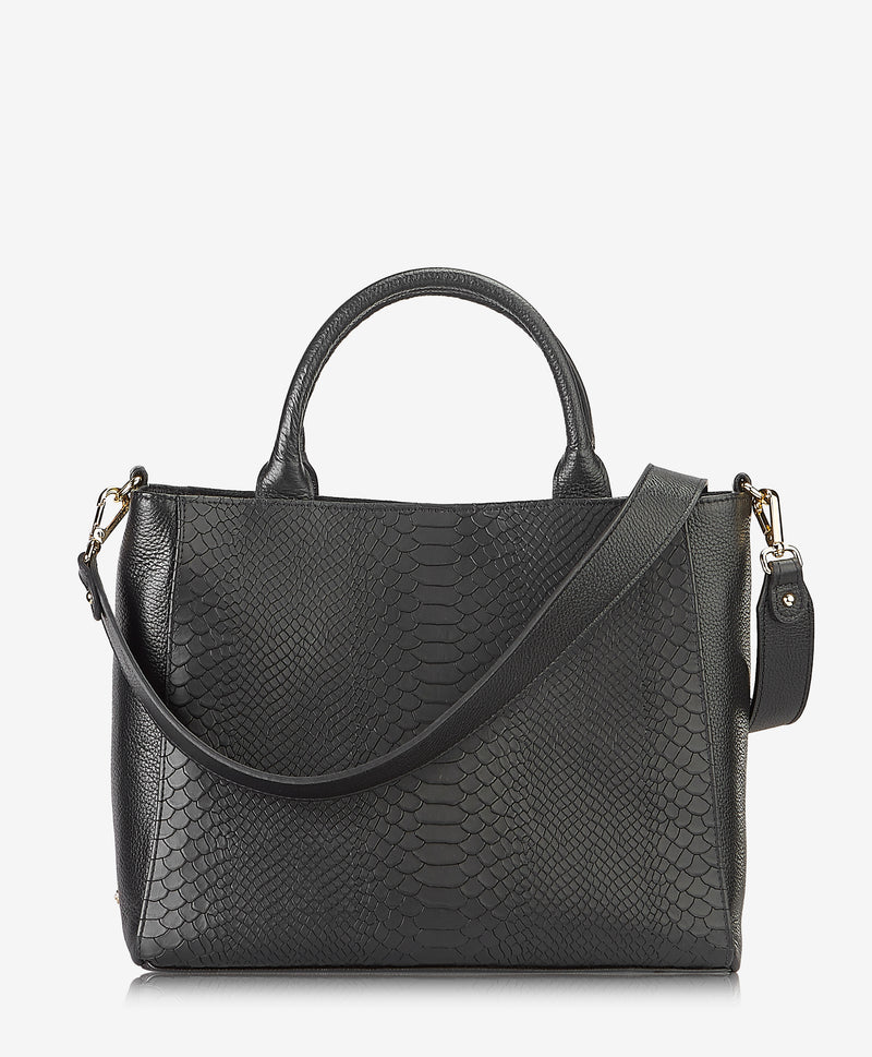 Leather Shoulder Strap / Black Python