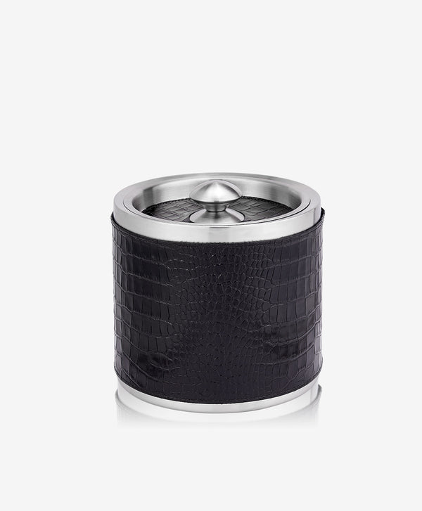 Leather Ice Bucket with Tongs