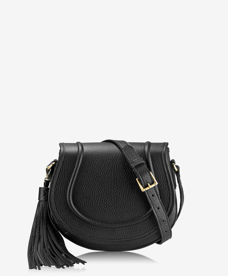 Gigi New York Jenni Saddle Bag Black Pebble Grain Leather