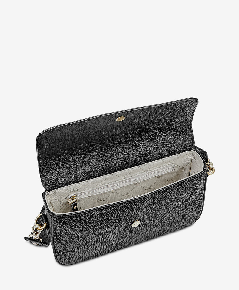 Margot Shoulder Bag  Black Pebble Grain Leather – GiGi New York
