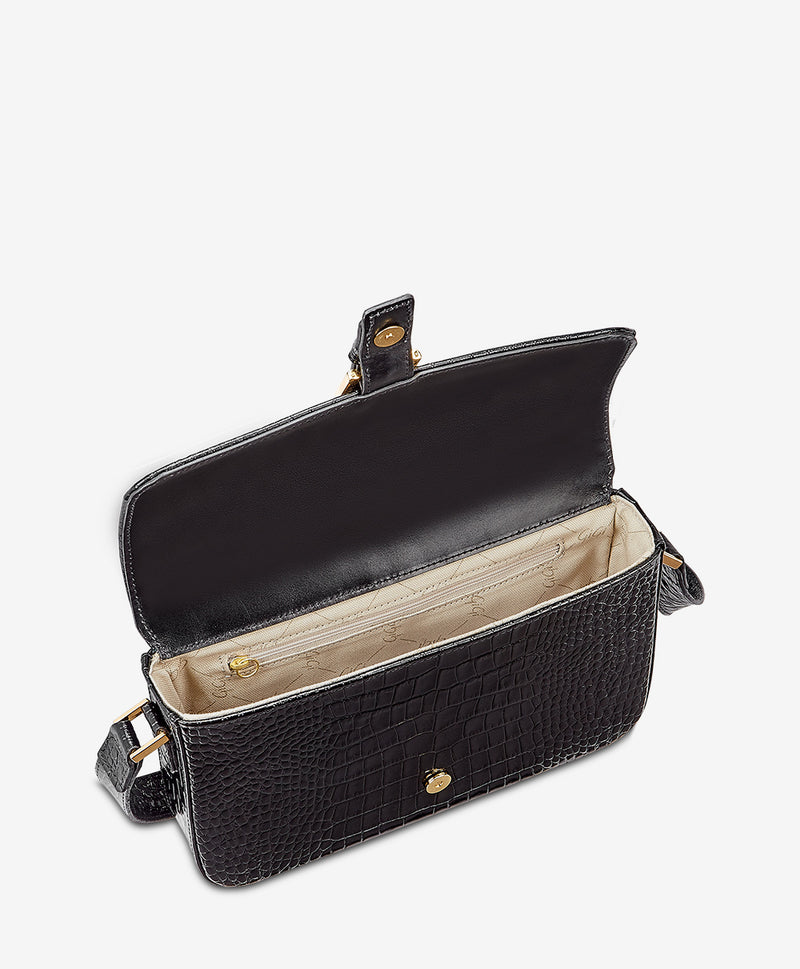 Margot Shoulder Bag  Black Crocodile Embossed Leather – GiGi New York