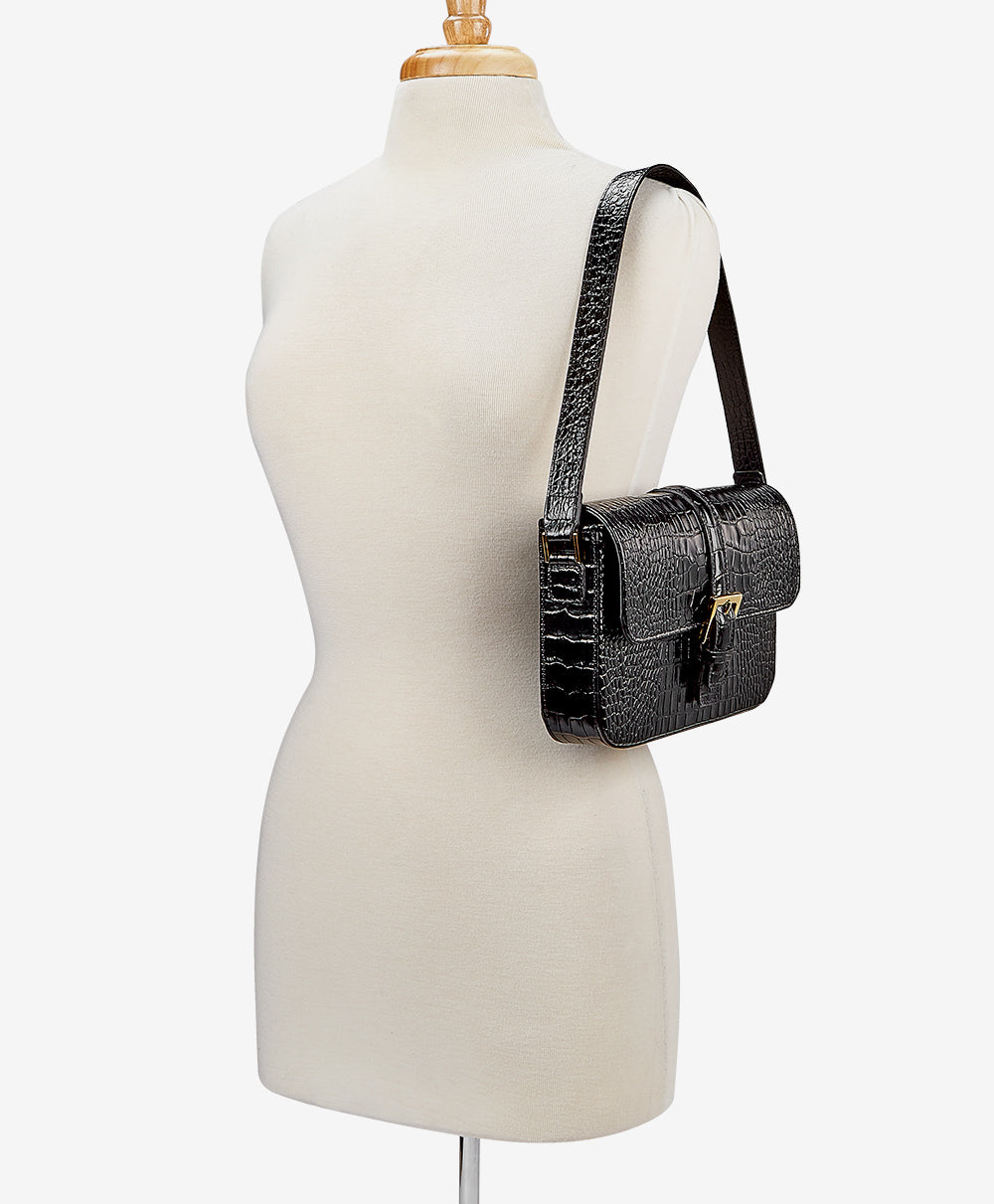 Black Margot Leather Crossbody