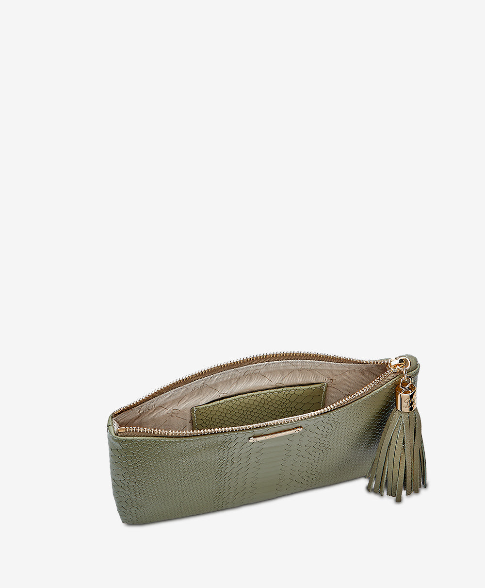 All in One Bag | Sage Embossed Python Leather