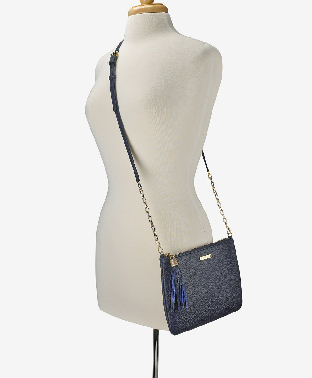 White Grained Leather Soho Chain Crossbody