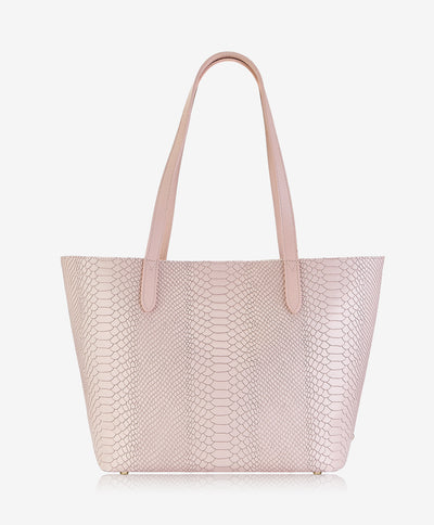 Teddie Tote | Nude Embossed Python Leather