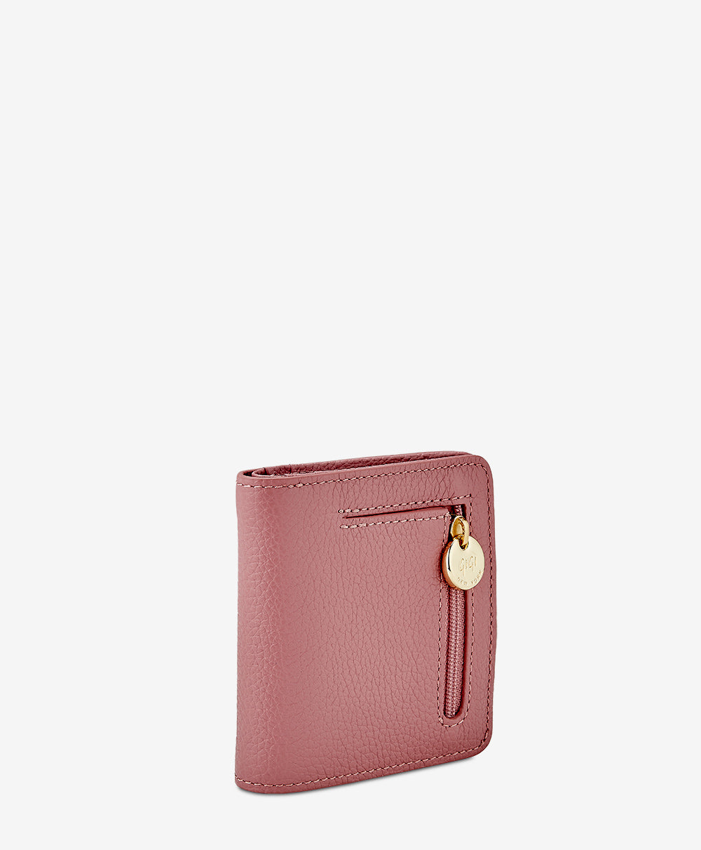 Mini Foldover Wallet  Rose Pebble Grain Leather