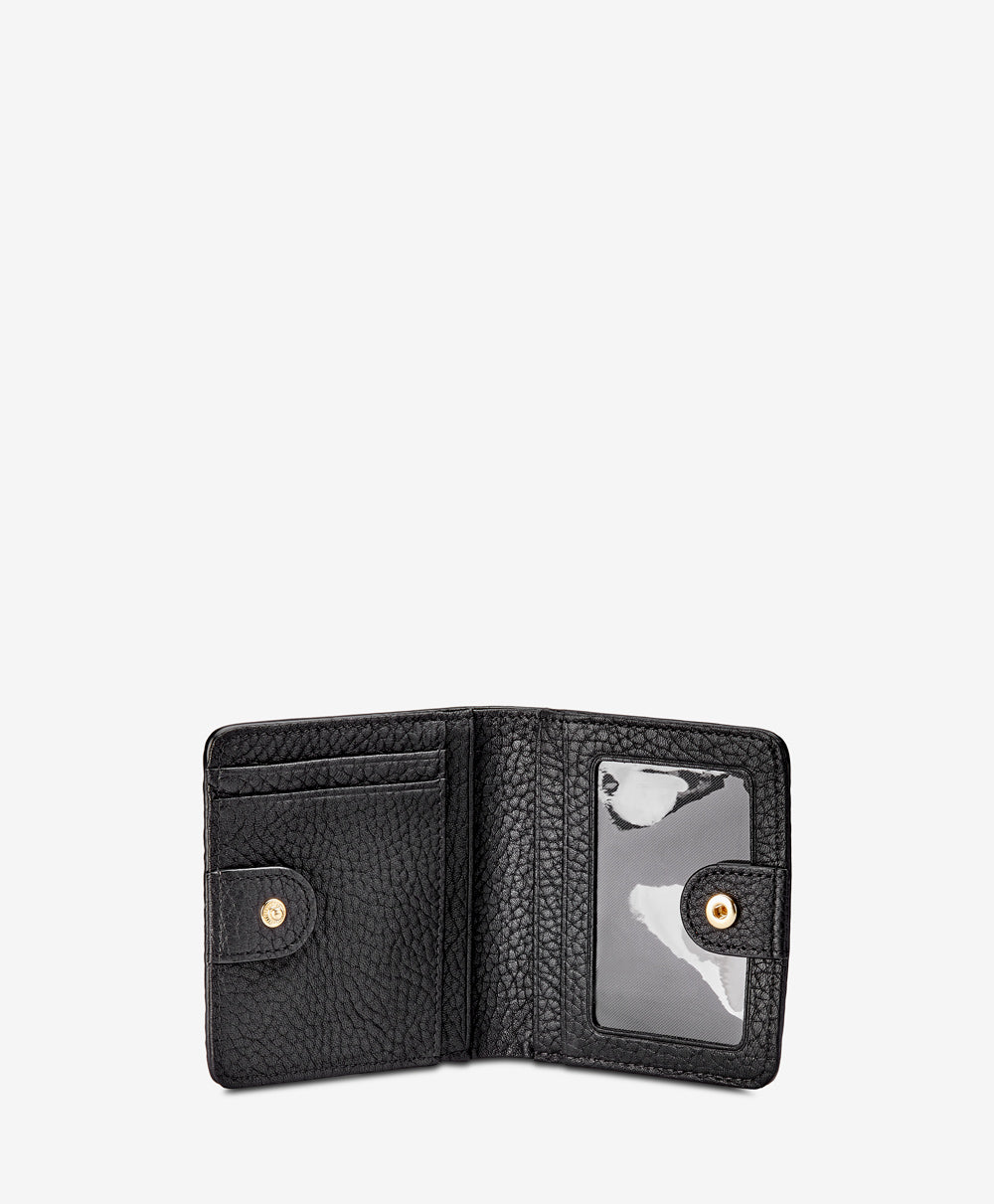Mini Foldover Wallet | Black Pebble Grain Leather